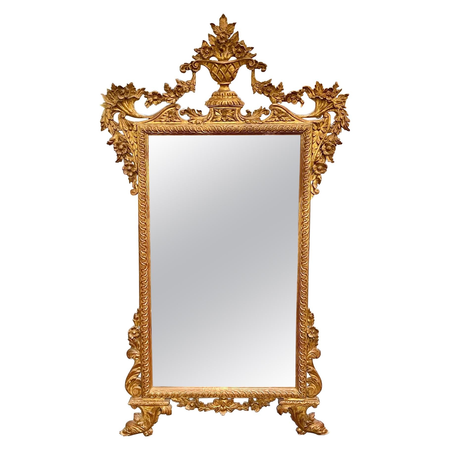 Specchio italiano del XIX secolo intagliato e in legno dorato