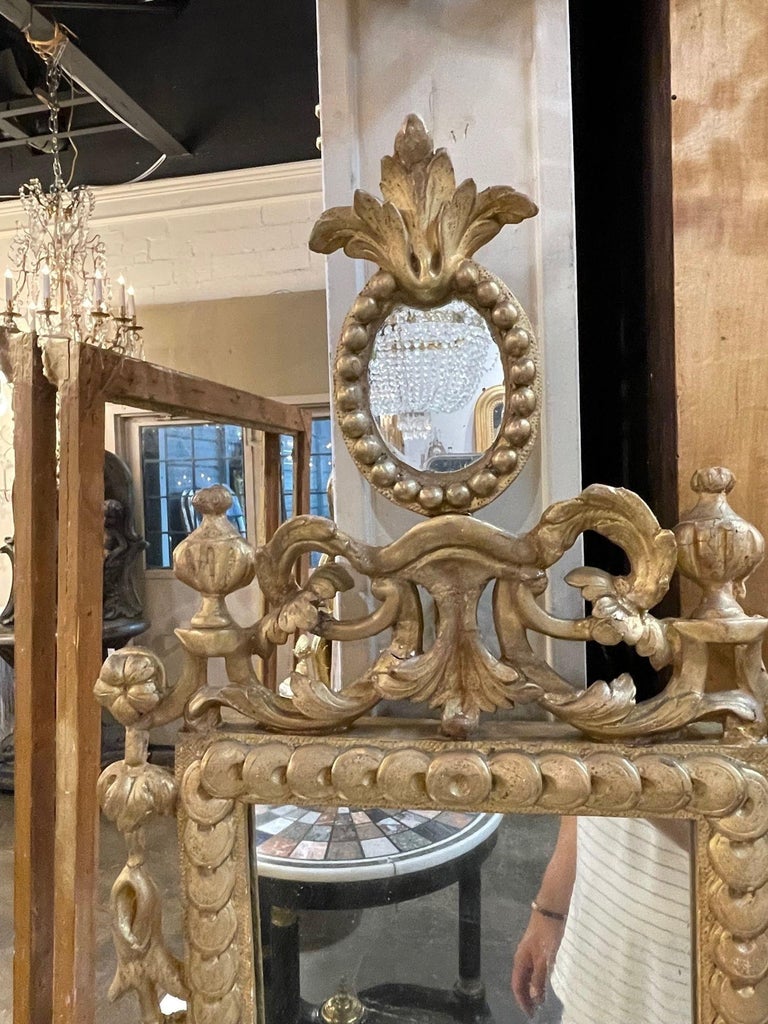 19th Century Italian Carved and Giltwood Narrow Mirrors For Sale at 1stDibs