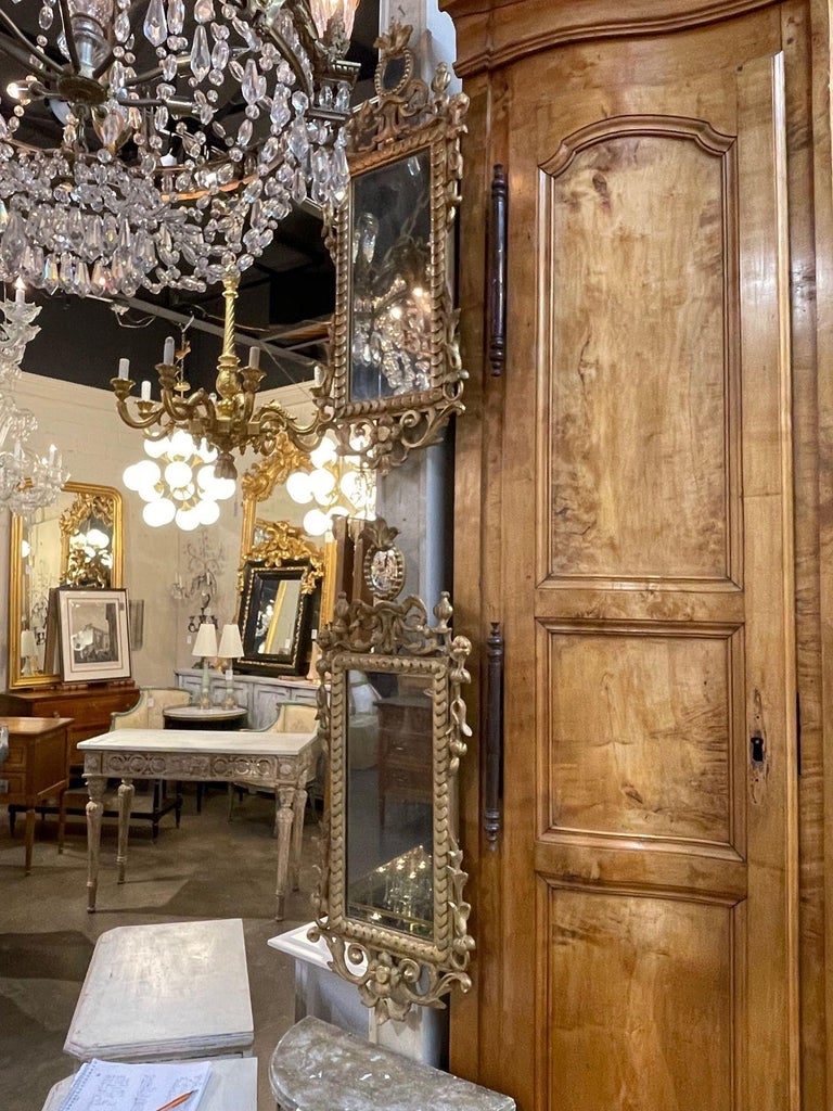 19th Century Italian Carved and Giltwood Narrow Mirrors For Sale at 1stDibs