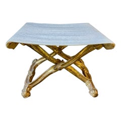 Panca a forma di X in legno dorato e intagliato dell'Ottocento italiano