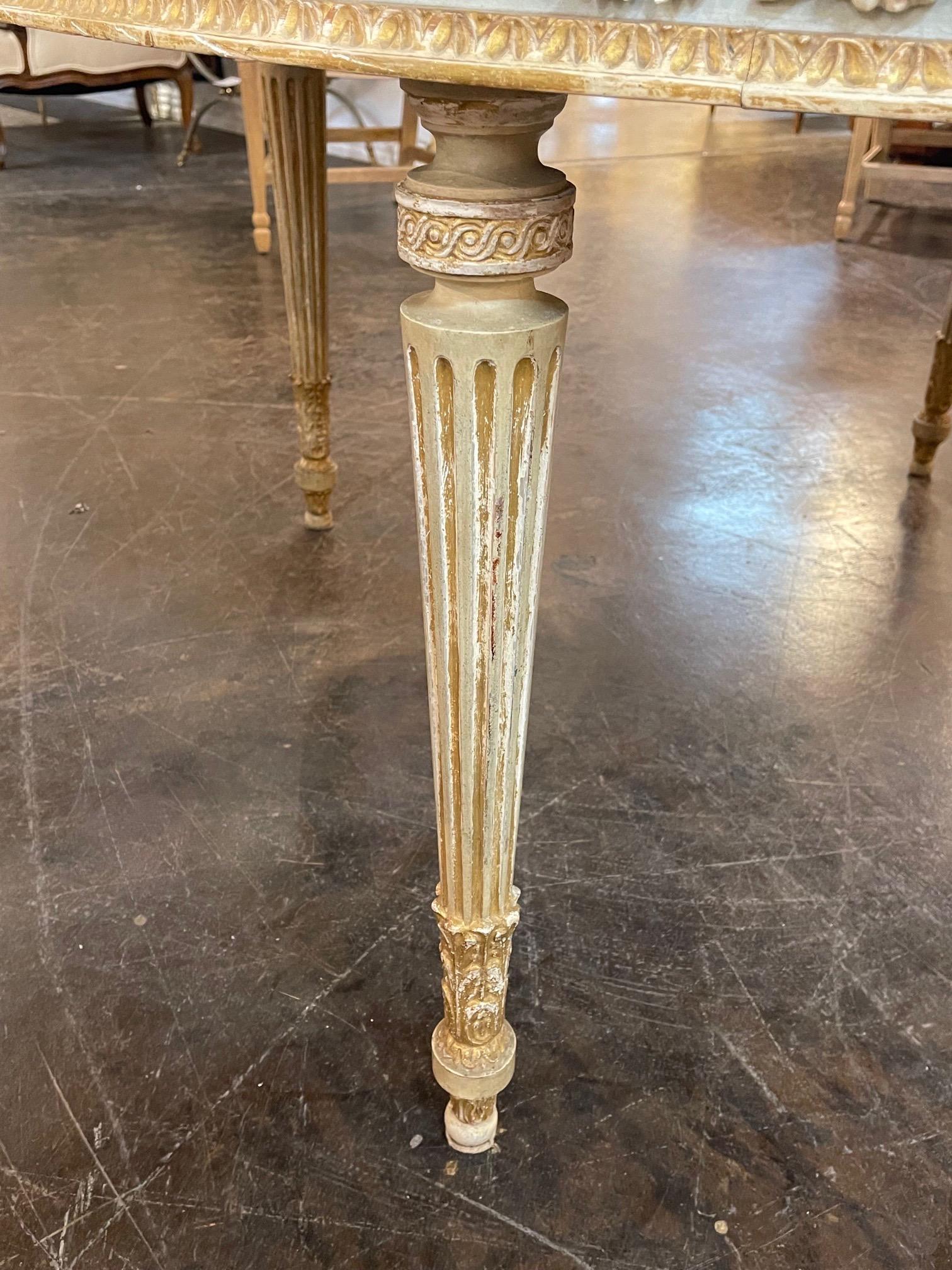 19th Century Italian Carved and Painted Center Table with Inlaid Marble Top 3