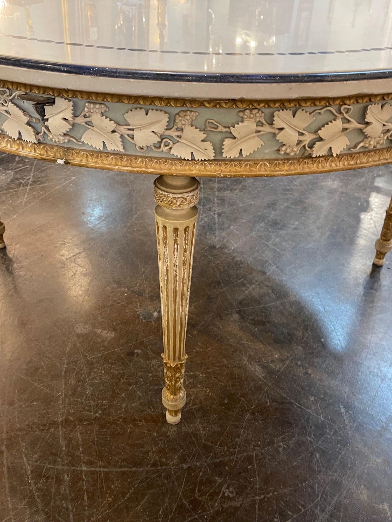 19th Century Italian Carved and Painted Center Table with Inlaid Marble Top 5