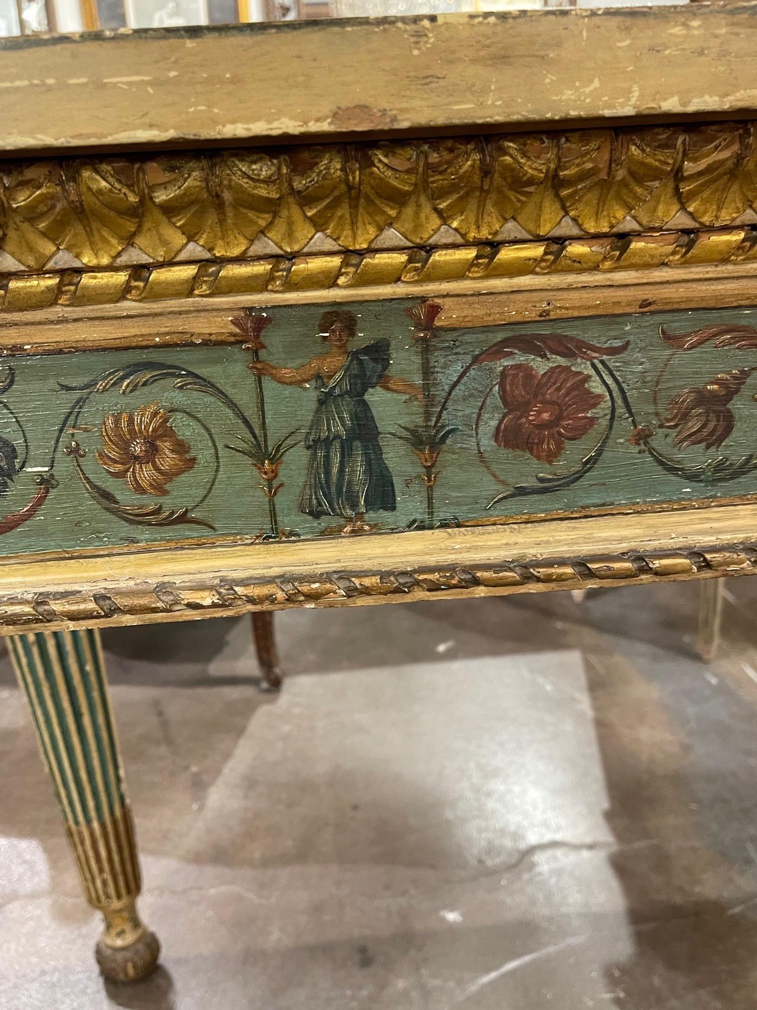 19th Century Italian Carved and Painted Console Table 4