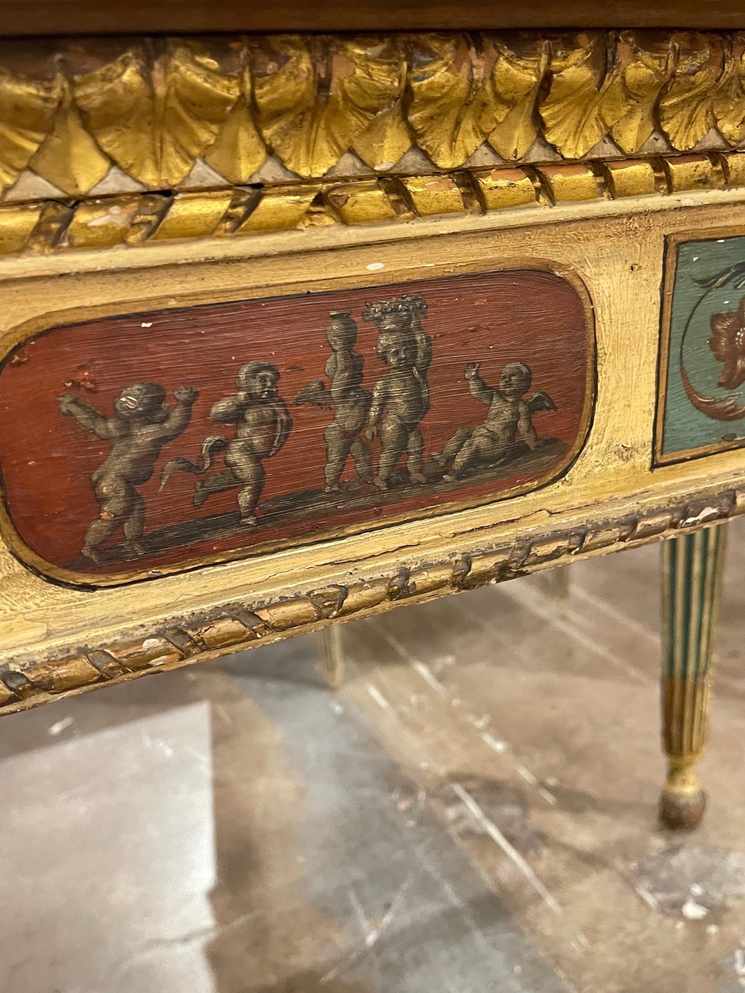 19th Century Italian Carved and Painted Console Table 5