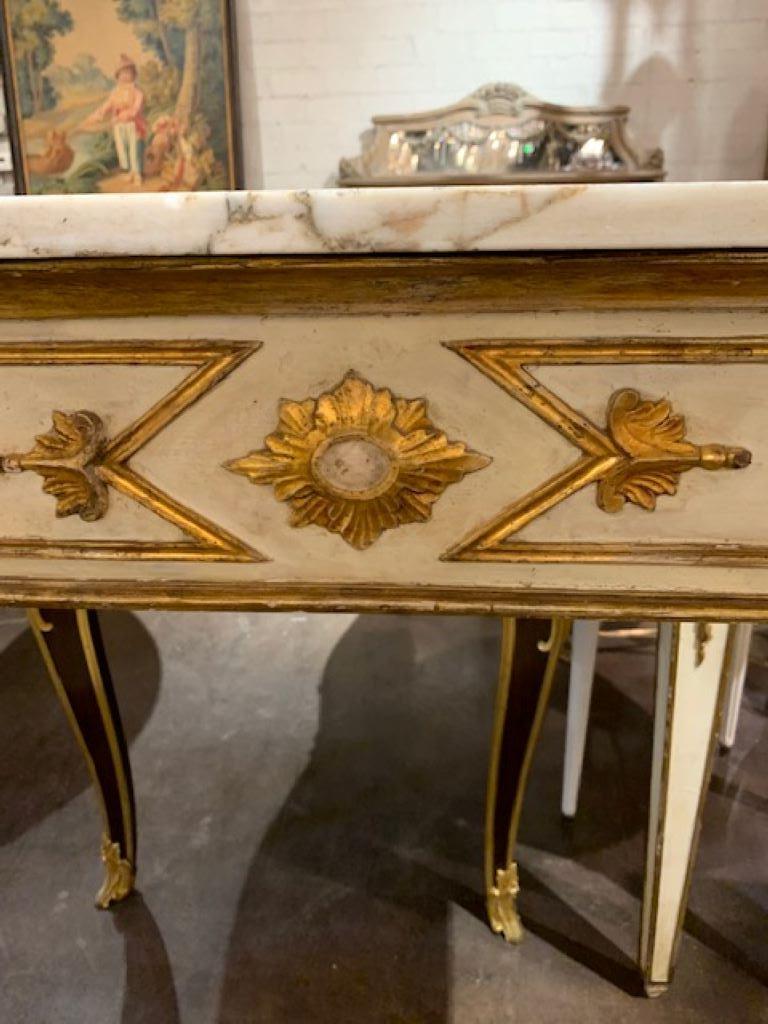 Wood 19th Century Italian Carved and Parcel-Gilt Neoclassical Console For Sale