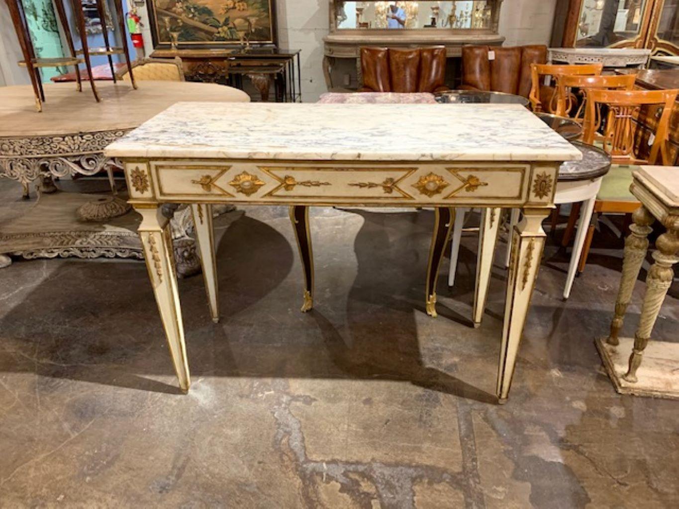 19th Century Italian Carved and Parcel-Gilt Neoclassical Console For Sale 1
