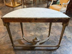 19th Century Italian Carved and Parcel Gilt Neo-Classical Demi Lune Console
