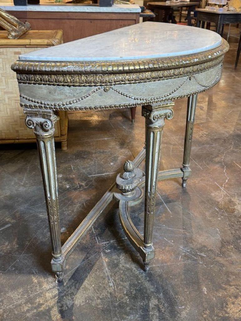 Console Demi Lune neoclassica italiana del XIX secolo intagliata e dorata a parcella in vendita 1