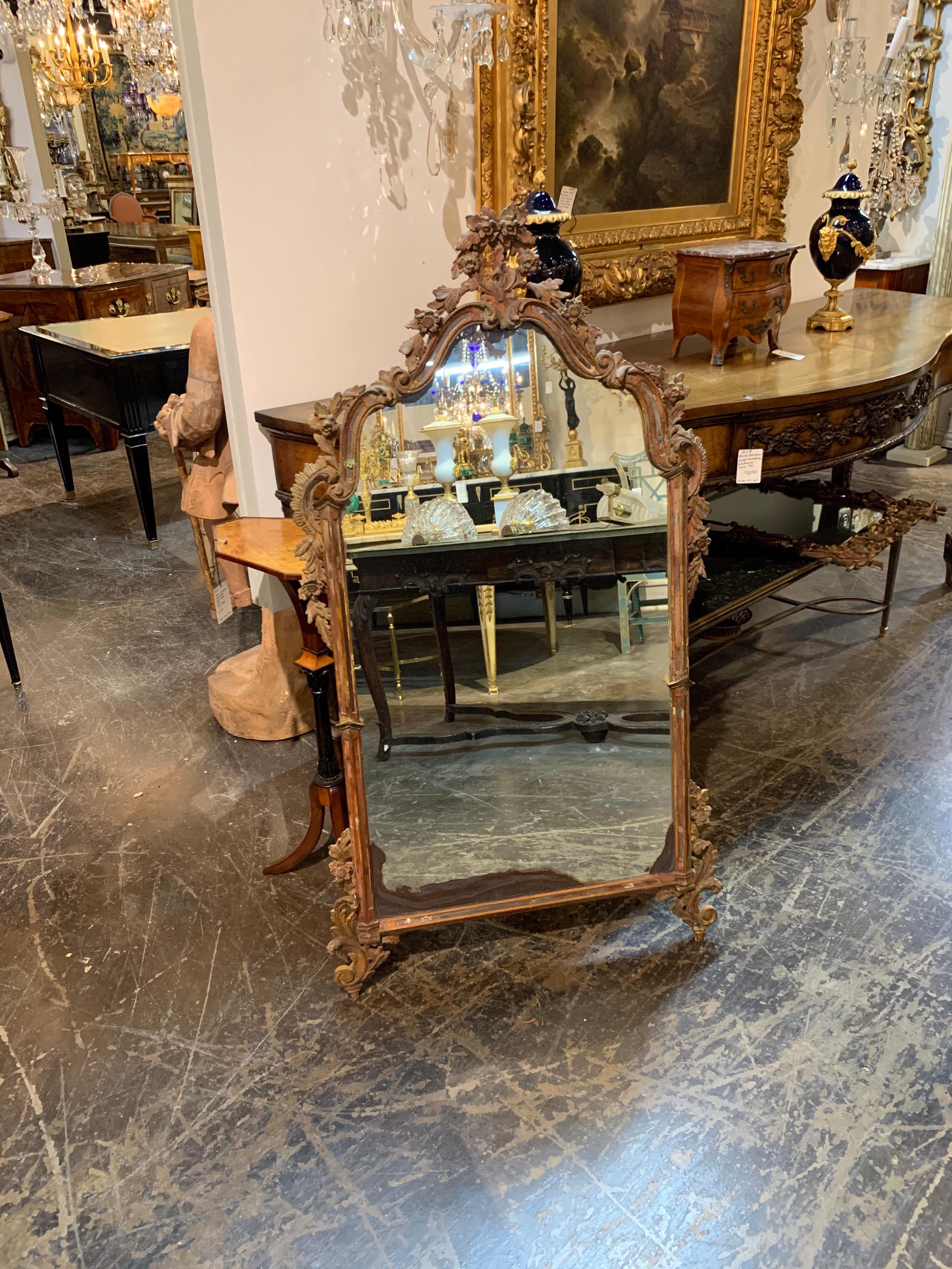 19th Century Italian Carved and Polychrome Mirror 4