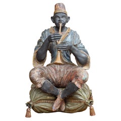 19th Century Italian Carved and Polychromed Ethnic Musician
