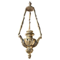 19. Jahrhundert Italienisch geschnitzt und Silber Giltwood Pendelleuchte