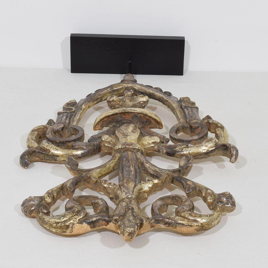 19th Century Italian Carved and Silvered Wooden Baroque Style Ornament 15