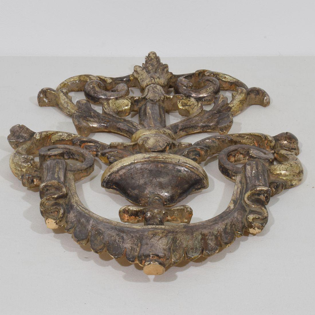 19th Century Italian Carved and Silvered Wooden Baroque Style Ornament 16