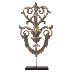 19th Century Italian Carved and Silvered Wooden Baroque Style Ornament