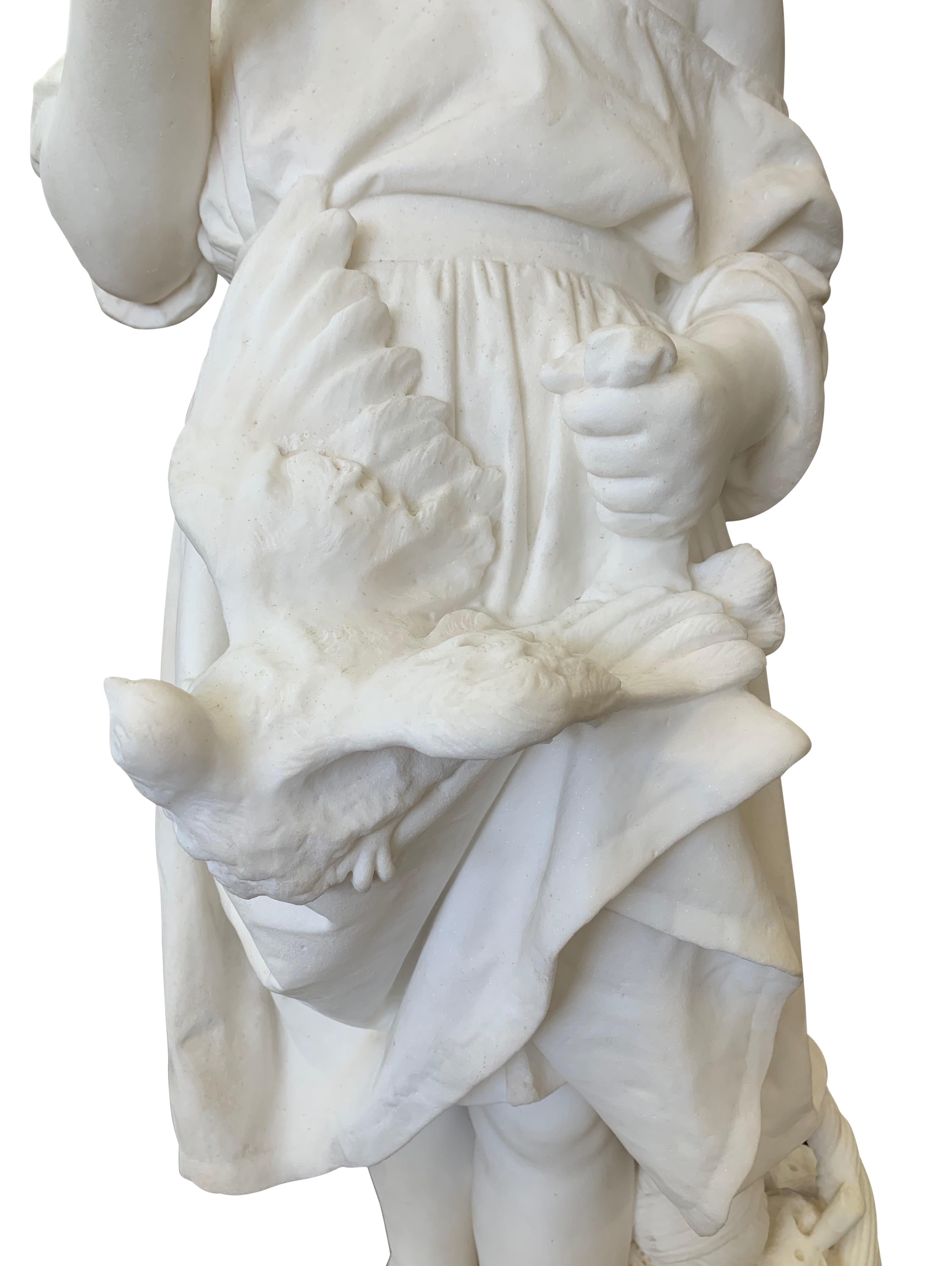 19th Century Italian Carved Marble Figure of a Young Girl by Caroni For Sale 3