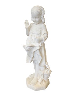 Figure en marbre sculpté italienne d'une jeune fille de Caroni datant du XIXe siècle