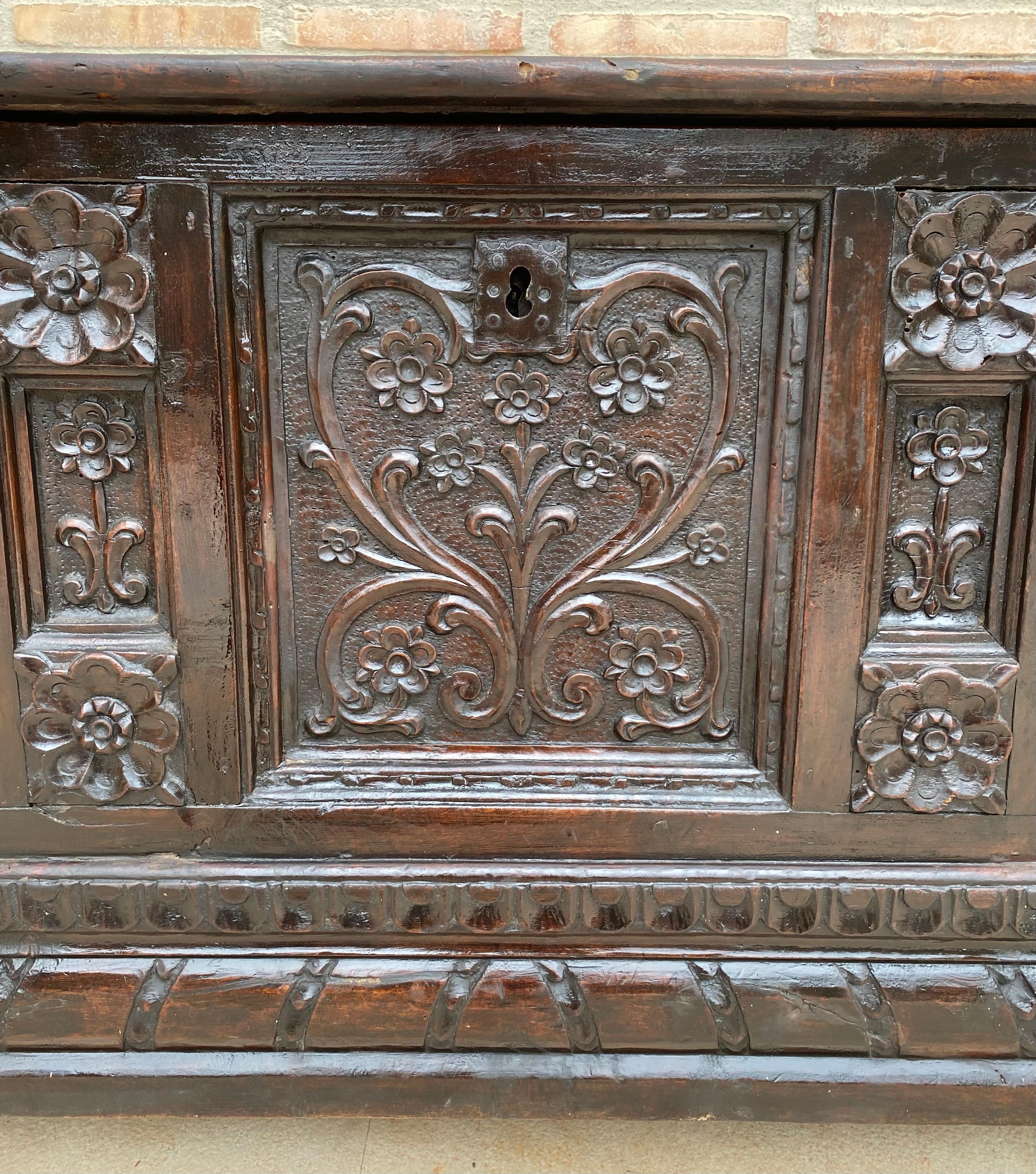 19th Century Italian Carved Cassone Trunk with Original Hardware, 1890s 5