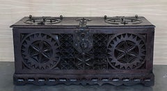 19th Century Italian Carved Cassone Trunk with Original Hardware, 1890s