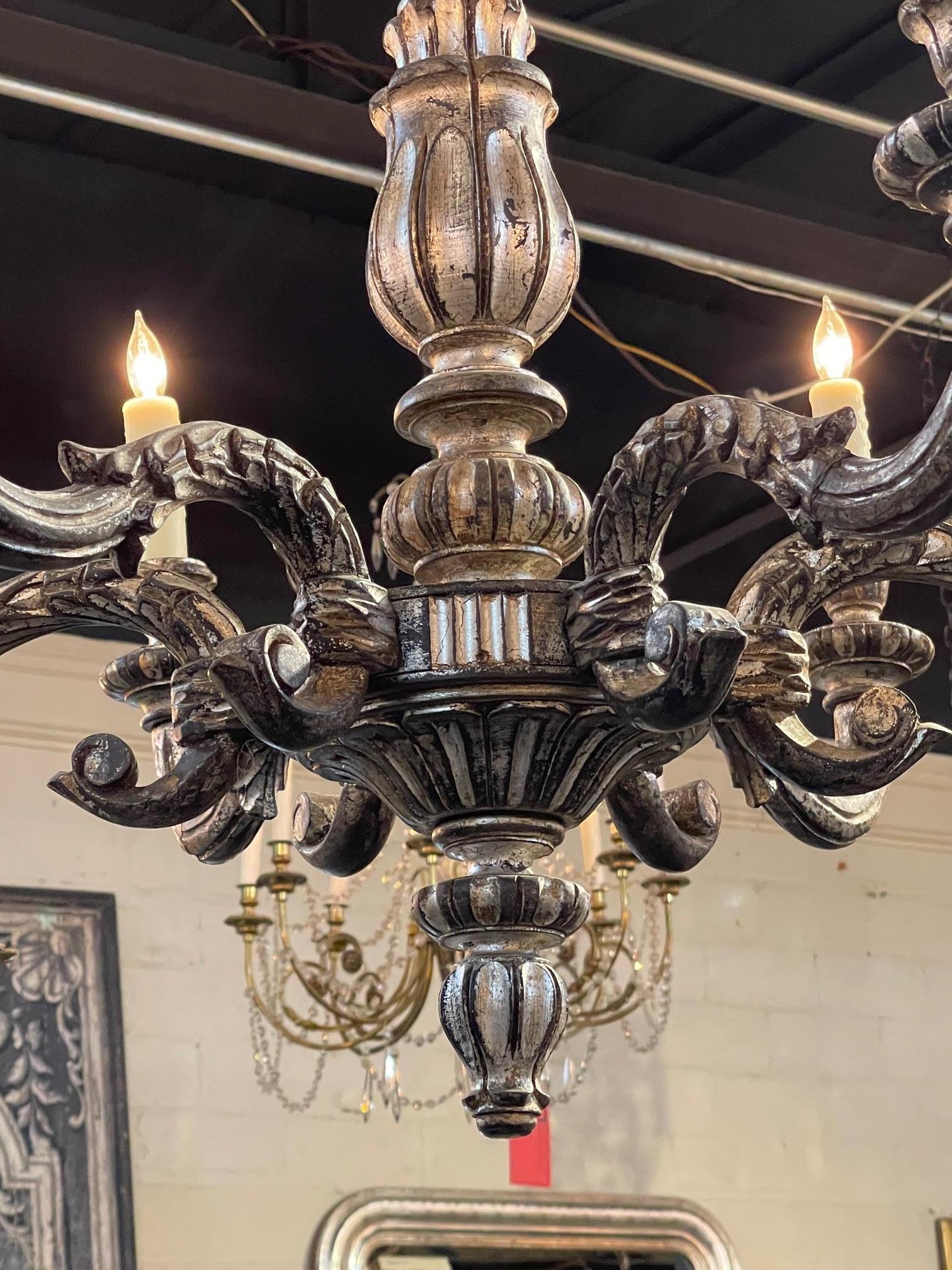Late 19th Century 19th Century Italian Carved Chandelier For Sale