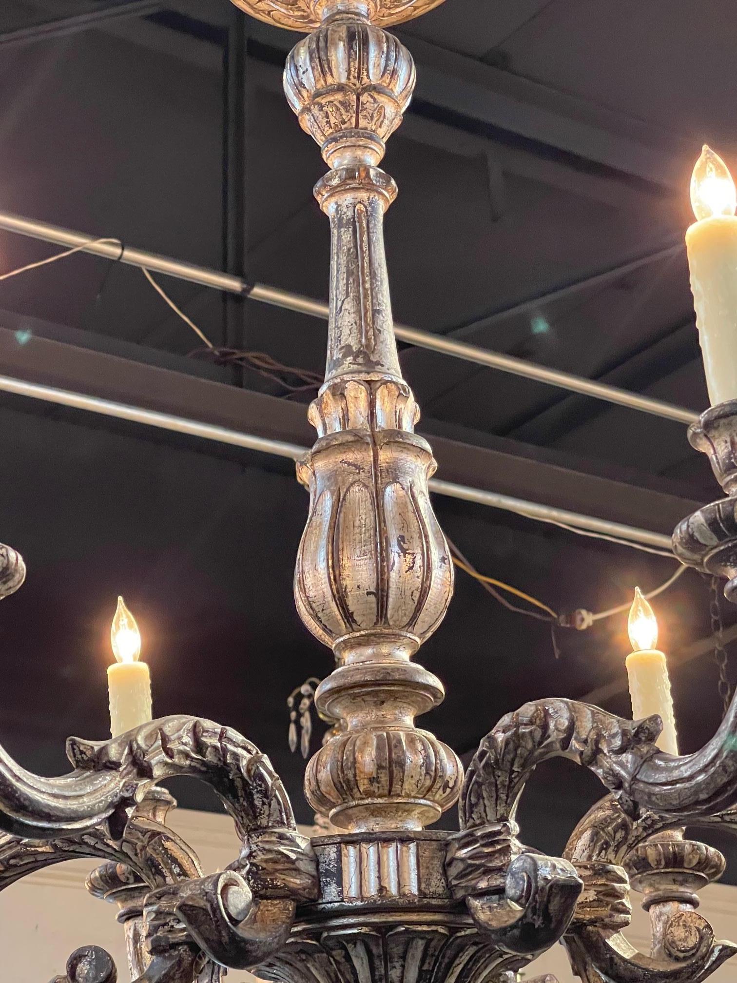 Giltwood 19th Century Italian Carved Chandelier For Sale