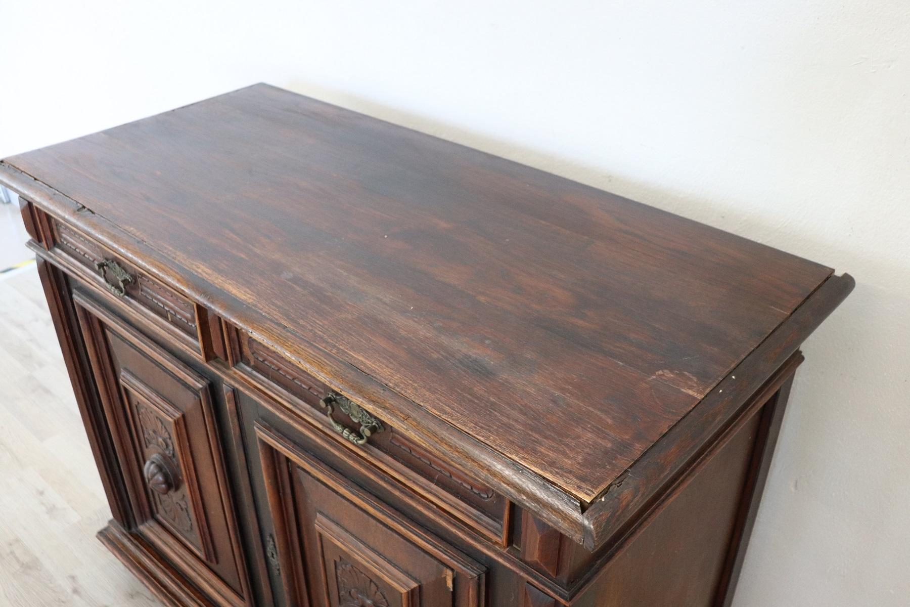 19th Century Italian Carved Chestnut Sideboard or Buffet 4