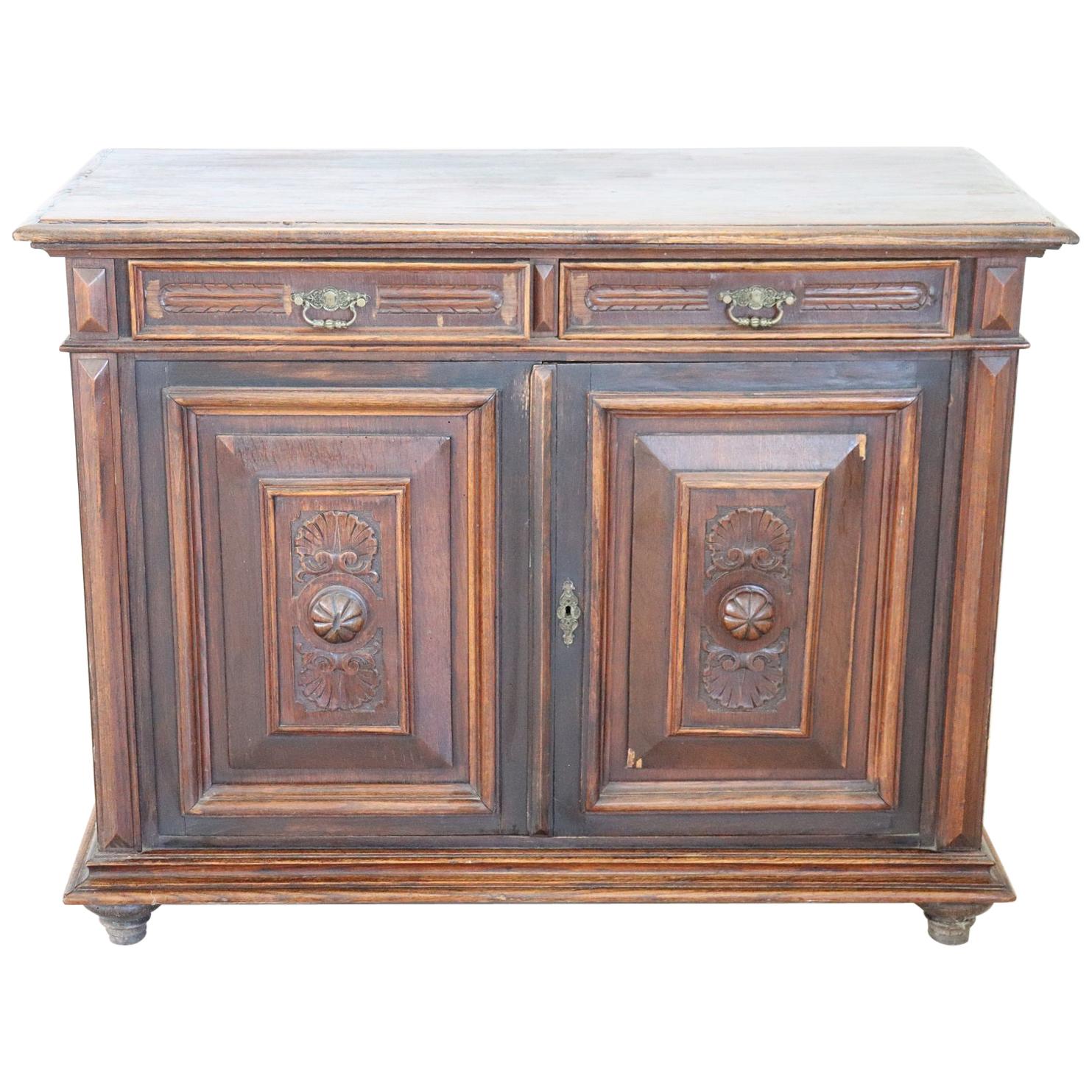 19th Century Italian Carved Chestnut Sideboard or Buffet