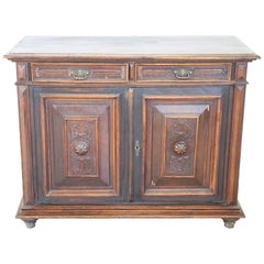 Antique 19th Century Italian Carved Chestnut Sideboard or Buffet