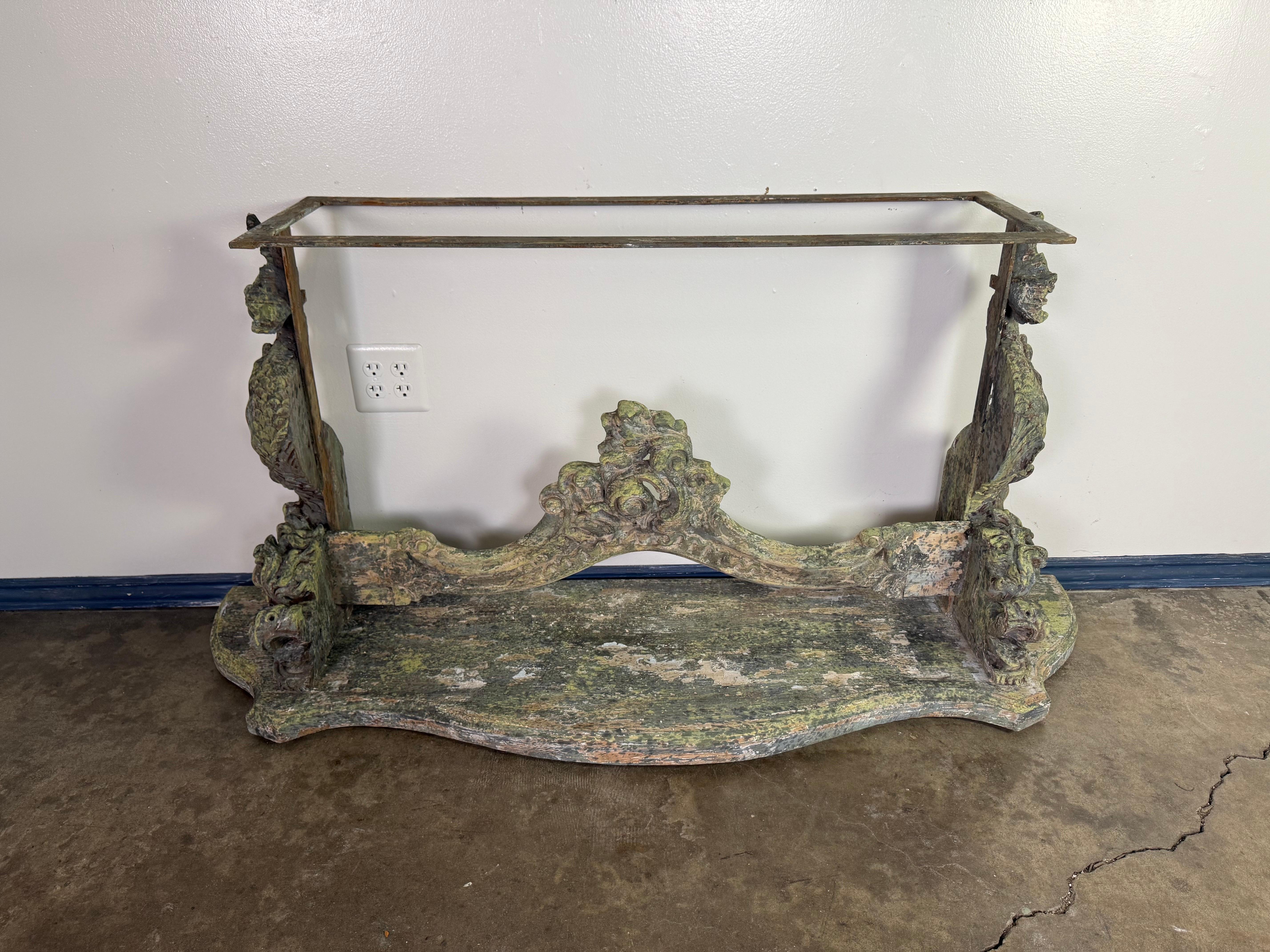 19th Century Italian Carved Console Table w/ Marble Top For Sale 14