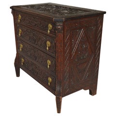 36" Commode italienne sculptée du 19ème siècle