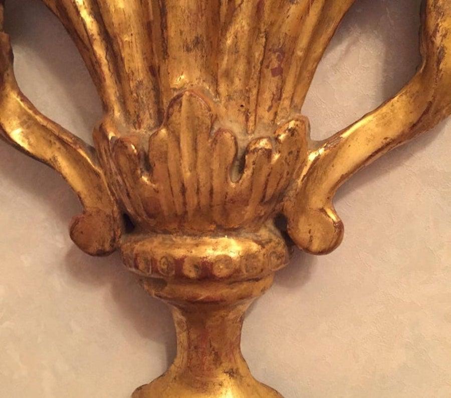 Gold Leaf 19th Century Italian Carved Gilt Decorative Palmetta Fan Wall Frieze For Sale