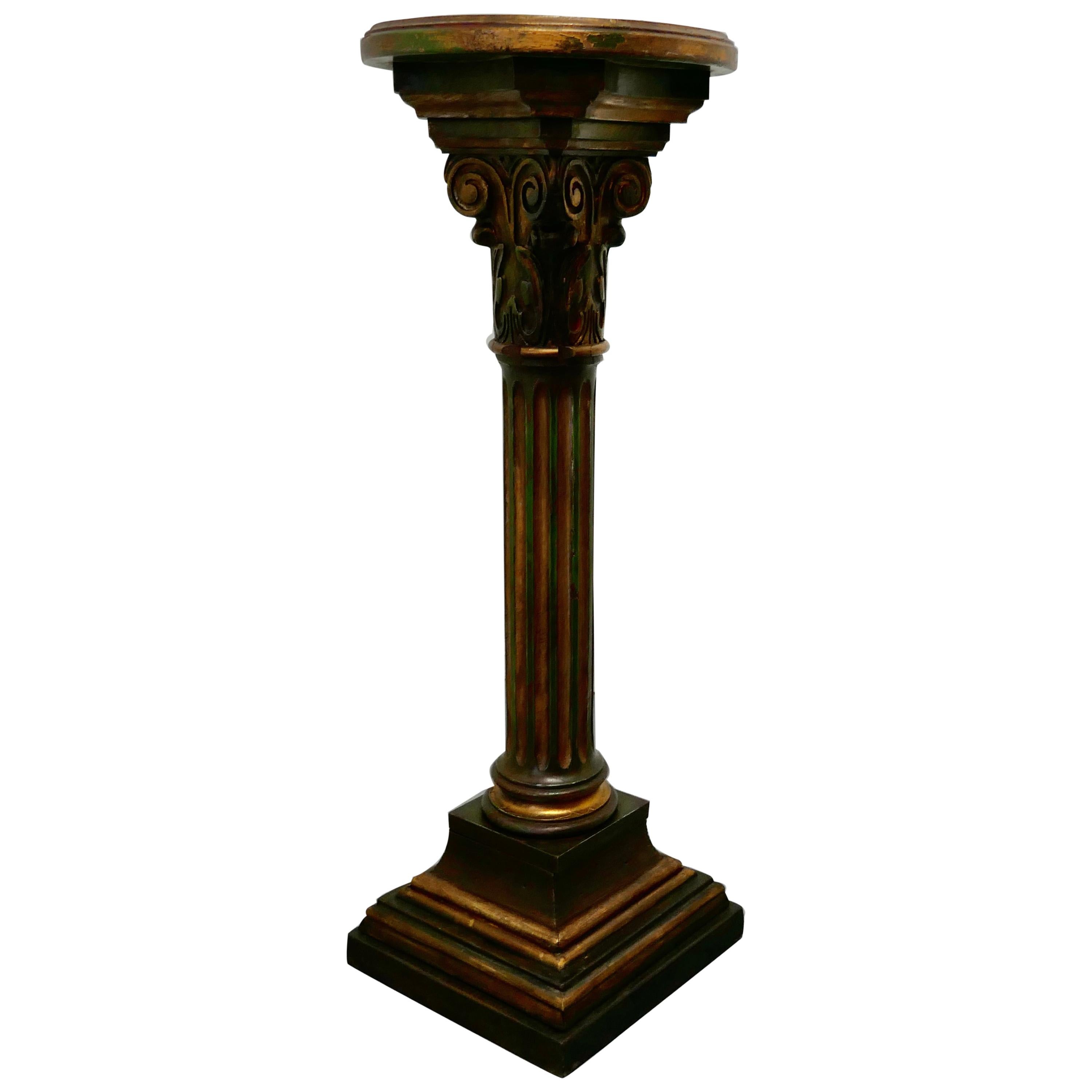 19th Century Italian Carved Gilt Wood Column Display Pedestal