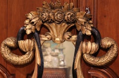19th Century Italian Carved Giltwood and Black Lacquered Wall Mirror