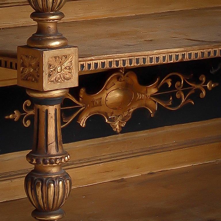 A ravishing North Italian carved giltwood and polychrome painted buffet by Gaetano Gosi (1835-92) and Angelo Querci (1838-circa 1900), both pupils of Pietro Giusti (1822-1878). Siena, circa 1860.