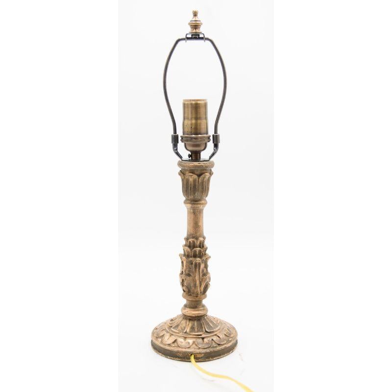 19th Century Italian Carved Giltwood Candlestick Table Lamp 1