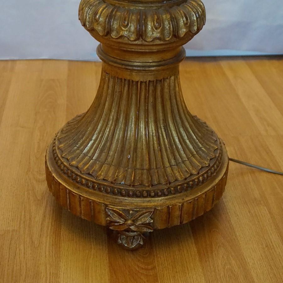 18th Century Italian Carved Giltwood Church Torchère Converted to Floor Lamp For Sale 4