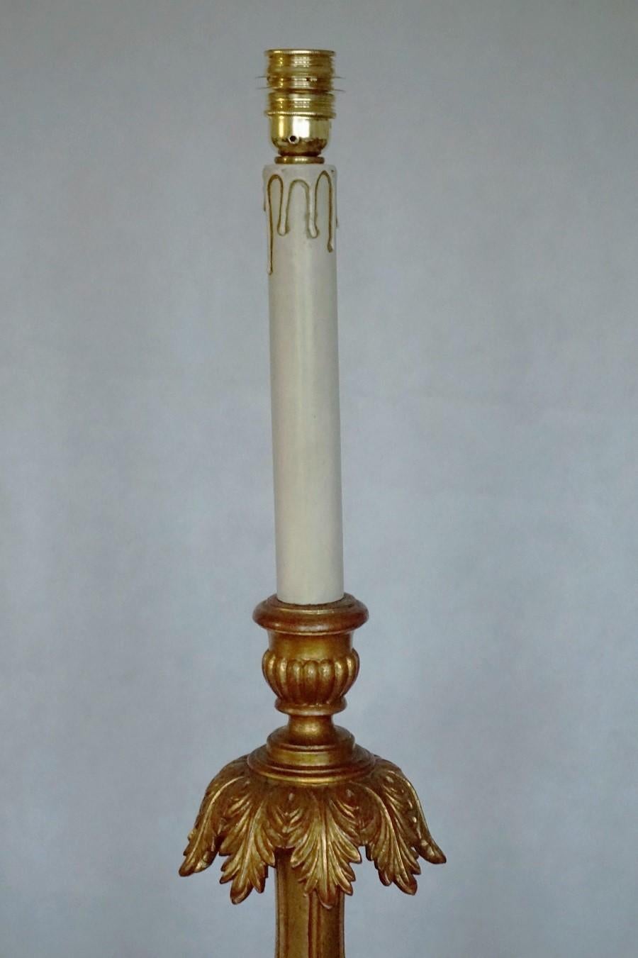 18th Century Italian Carved Giltwood Church Torchère Converted to Floor Lamp For Sale 7