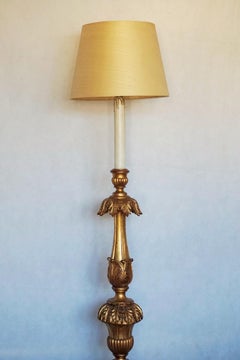 18th Century Italian Carved Giltwood Church Torchère Converted to Floor Lamp