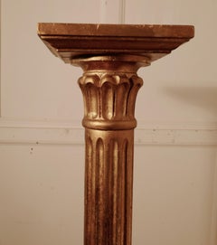 19th Century Italian Carved Giltwood Column Display Pedestal