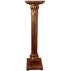 19th Century Italian Carved Giltwood Column Display Pedestal