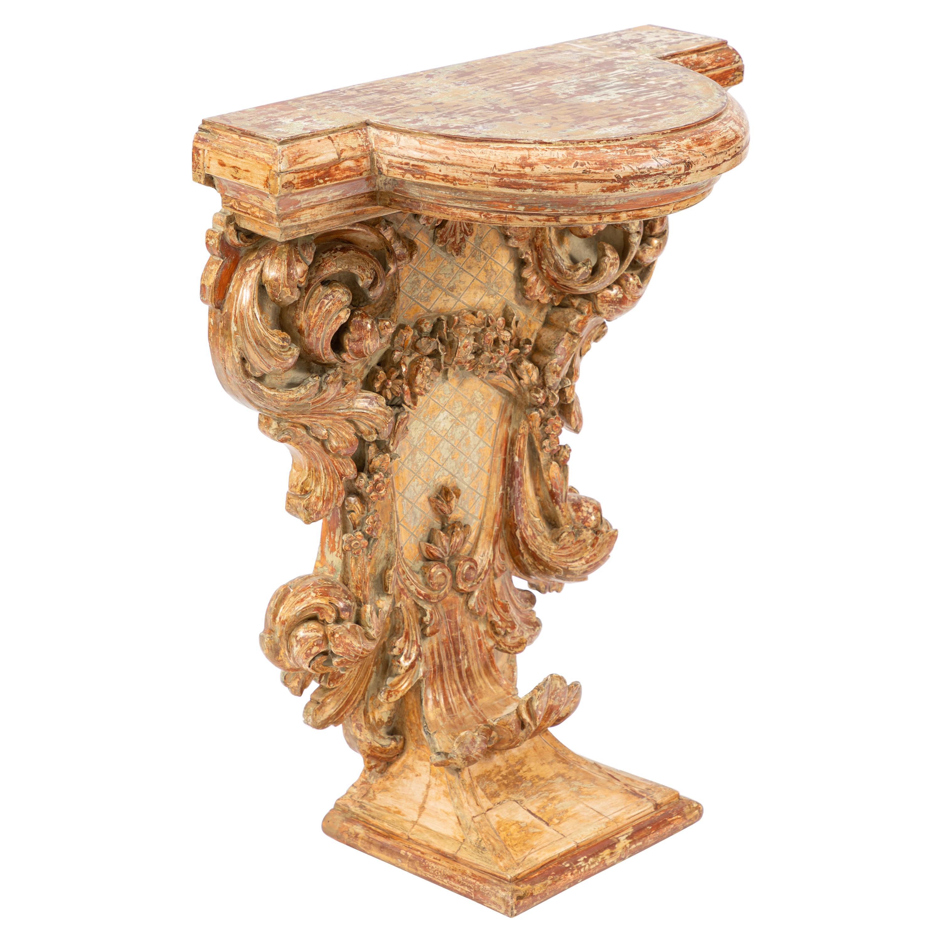 19th Century Italian Carved Giltwood Console