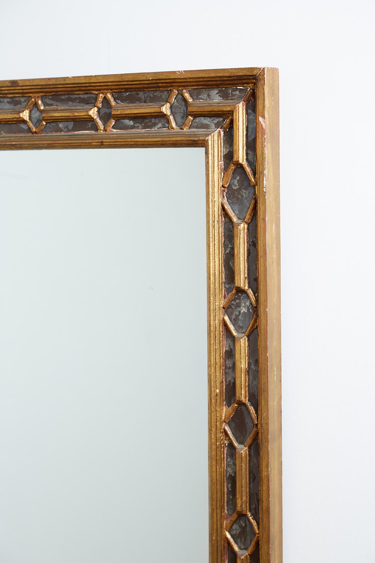 Neoclassical 19th Century Italian Carved Giltwood Double Frame Mirror