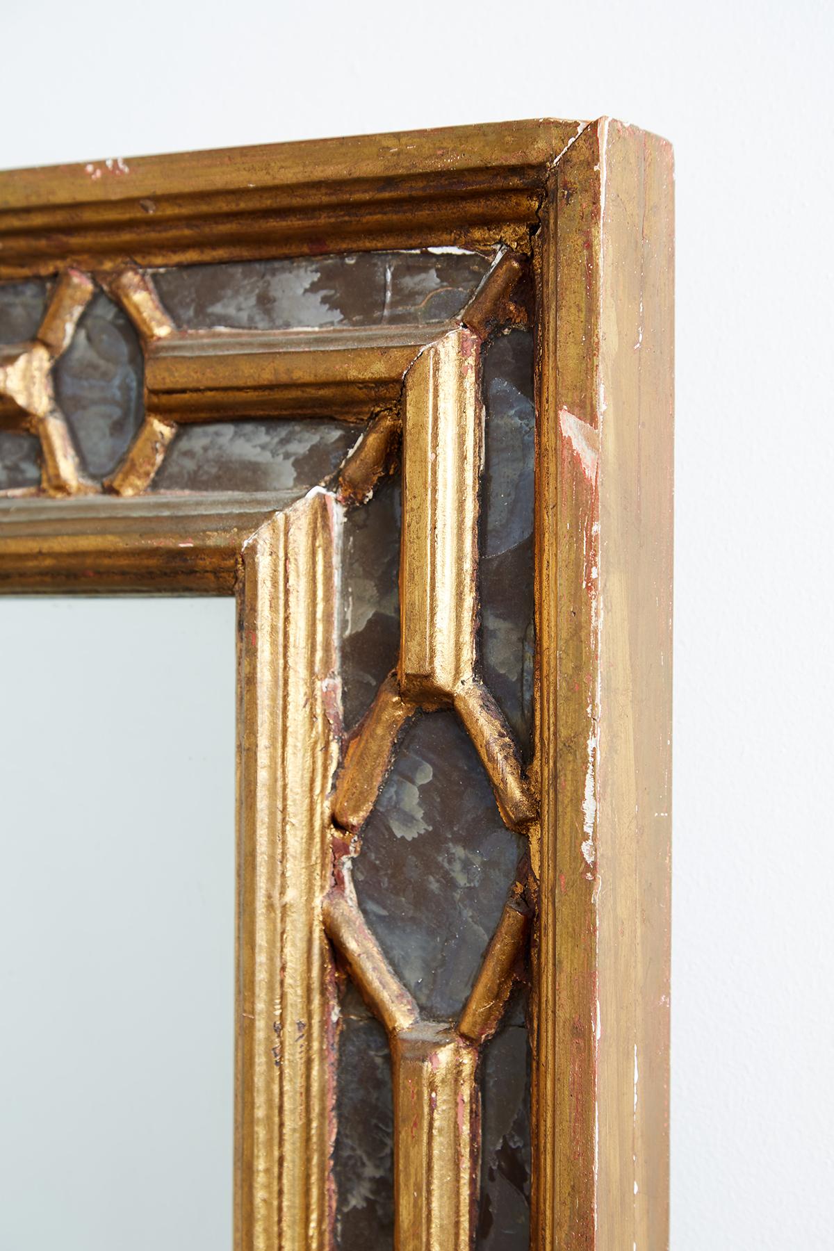 Hand-Crafted 19th Century Italian Carved Giltwood Double Frame Mirror