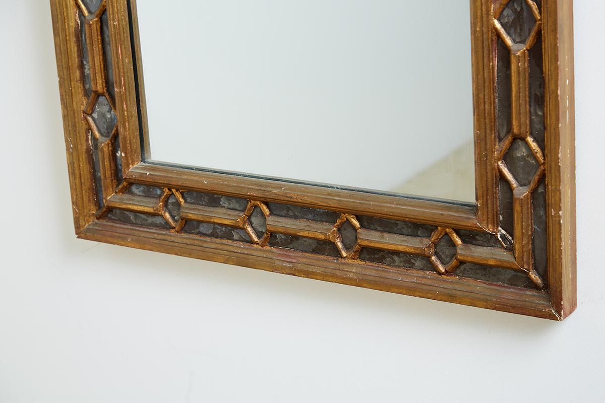 Mahogany 19th Century Italian Carved Giltwood Double Frame Mirror