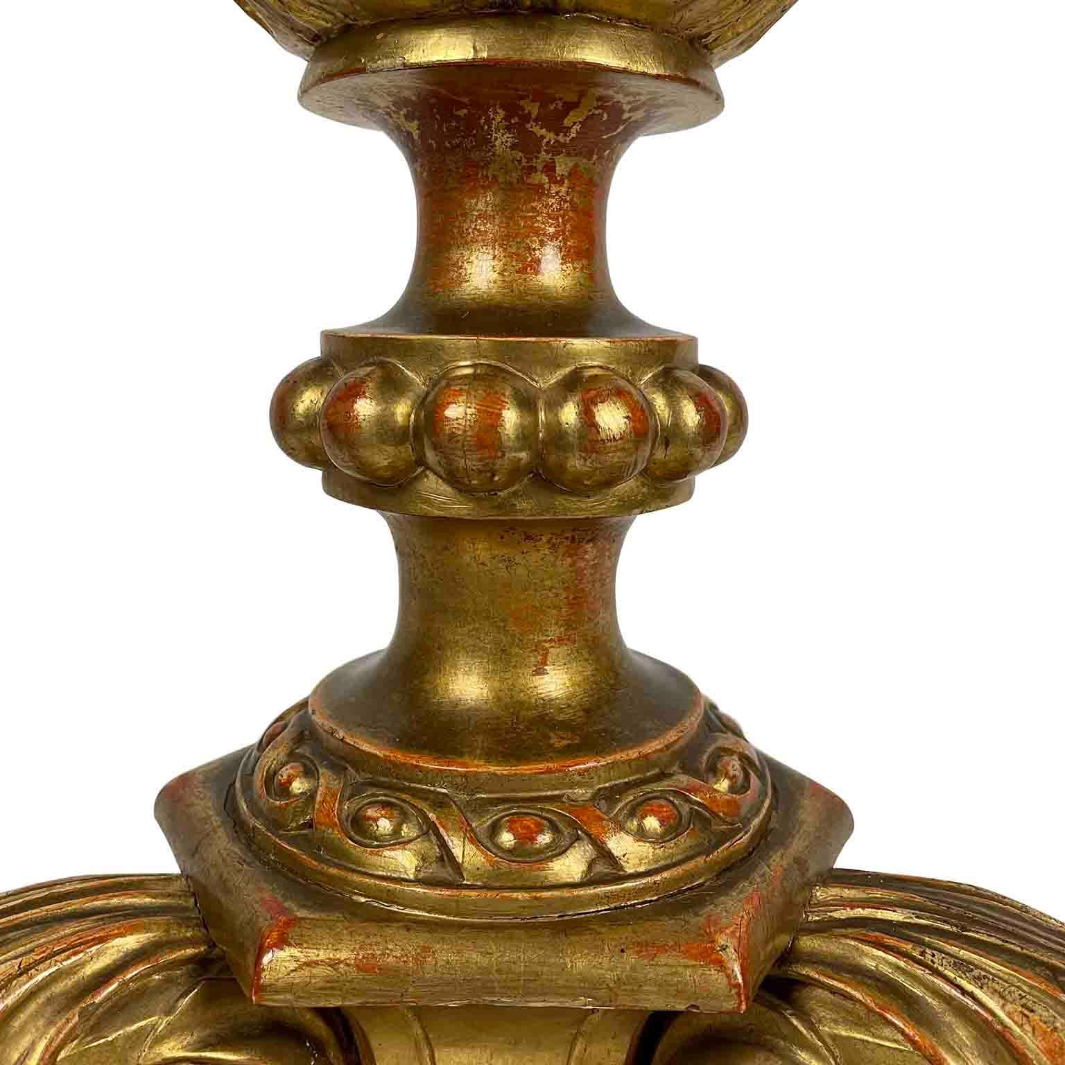 19th Century Italian Tuscan Carved Gilt-wood Side Table with Dark Green Top  9