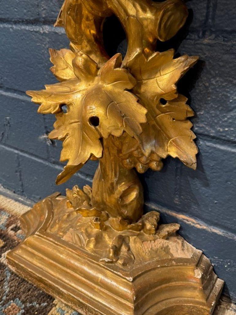 19th Century Italian Carved Giltwood Tree Form Console In Good Condition For Sale In Dallas, TX
