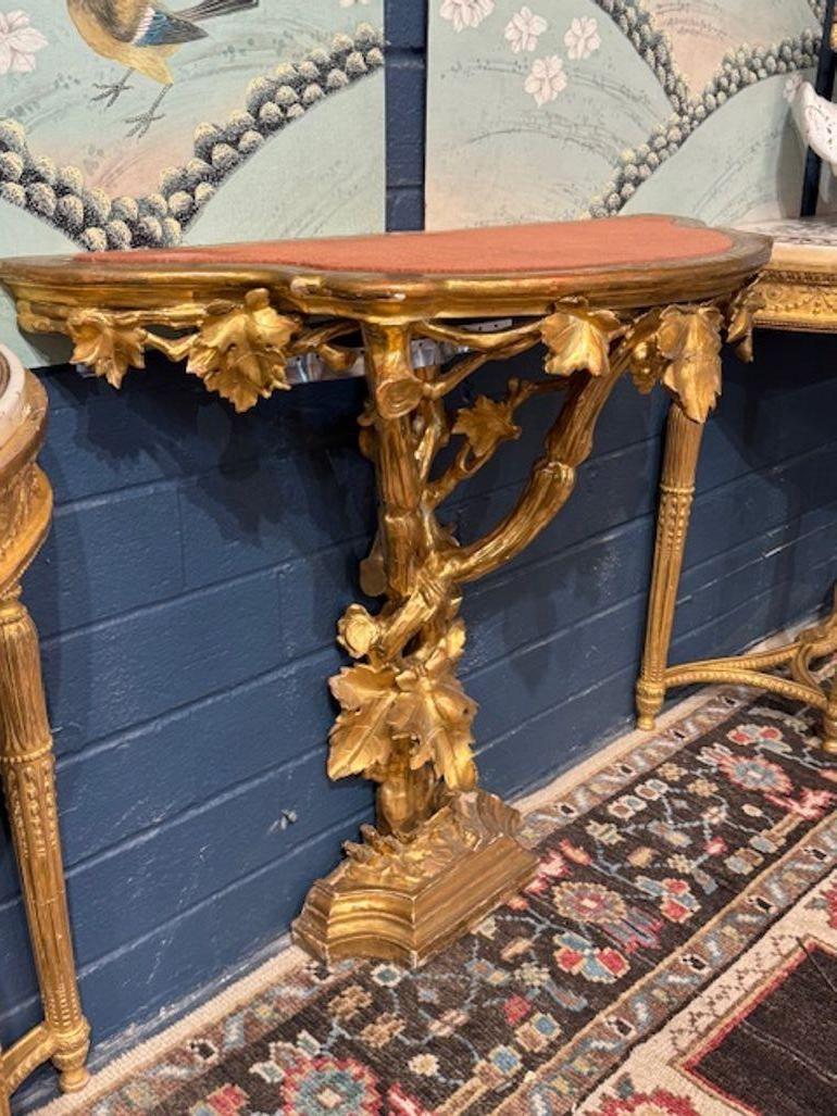 19th Century Italian Carved Giltwood Tree Form Console For Sale 3