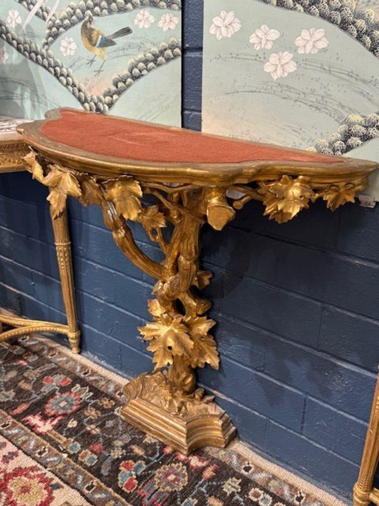 19th Century Italian Carved Giltwood Tree Form Console For Sale 4