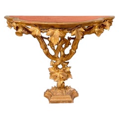 19th Century Italian Carved Giltwood Tree Form Console