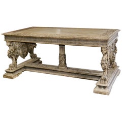 19th Century Italian Carved Library Table