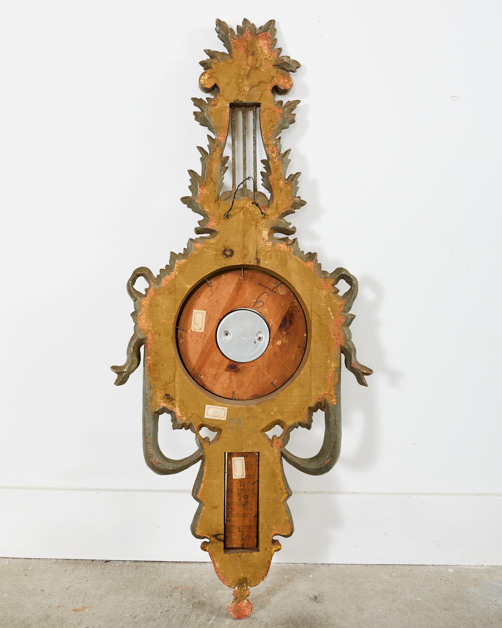 19th Century Italian Carved Louis XVI Style Giltwood Barometer For Sale 13
